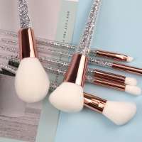 Hot selling 7 pcs white synthetic hair brush bling sets makeup private label set glitter make up